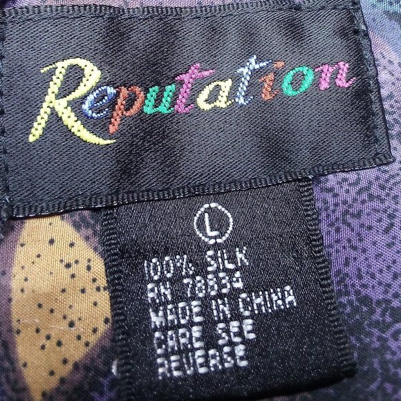 Vintage Reputation Abstract Geometric Silk Button Shirt - Picture 3 of 4